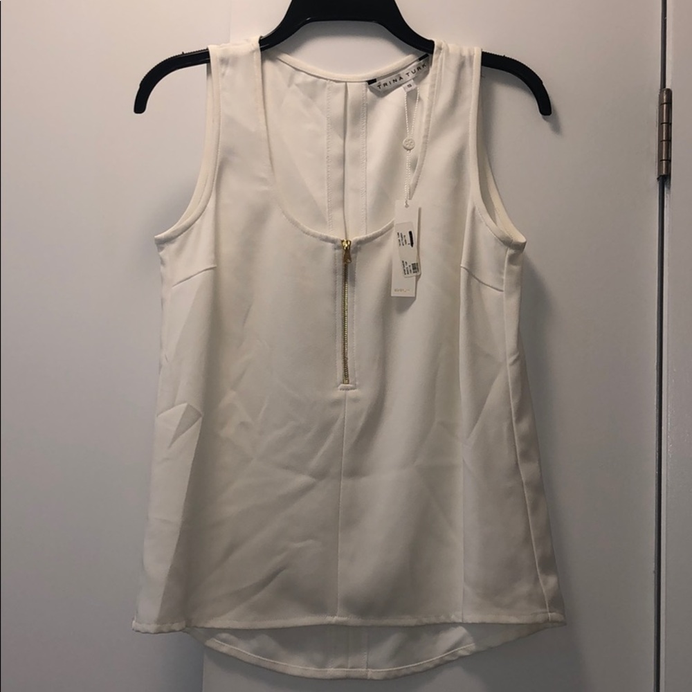 NWT Trina Turk White Tank with Zipper